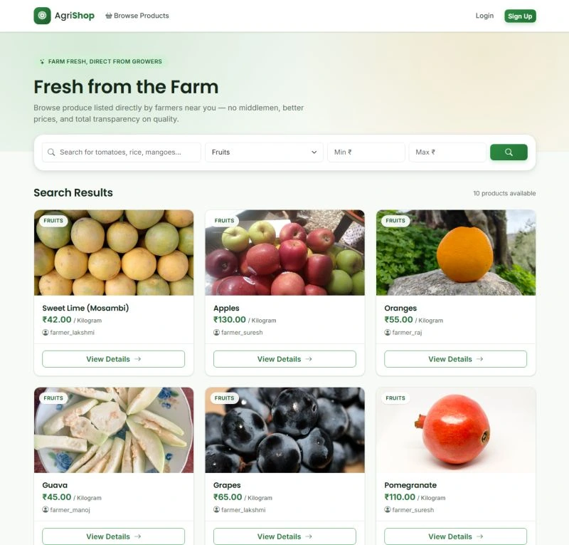 Agri Shop for Farmers: Browsing produce straight from growers