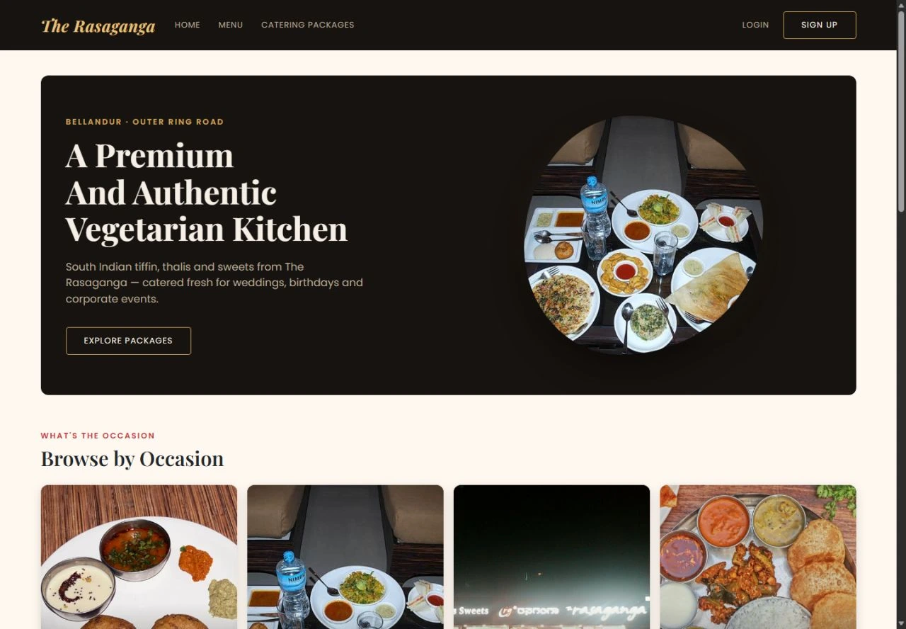 Online Catering Platform: Homepage